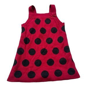 Baby Girls Gymboree Holiday Panda Ladybug Polka Dot Sweater Dress - Sz 2T